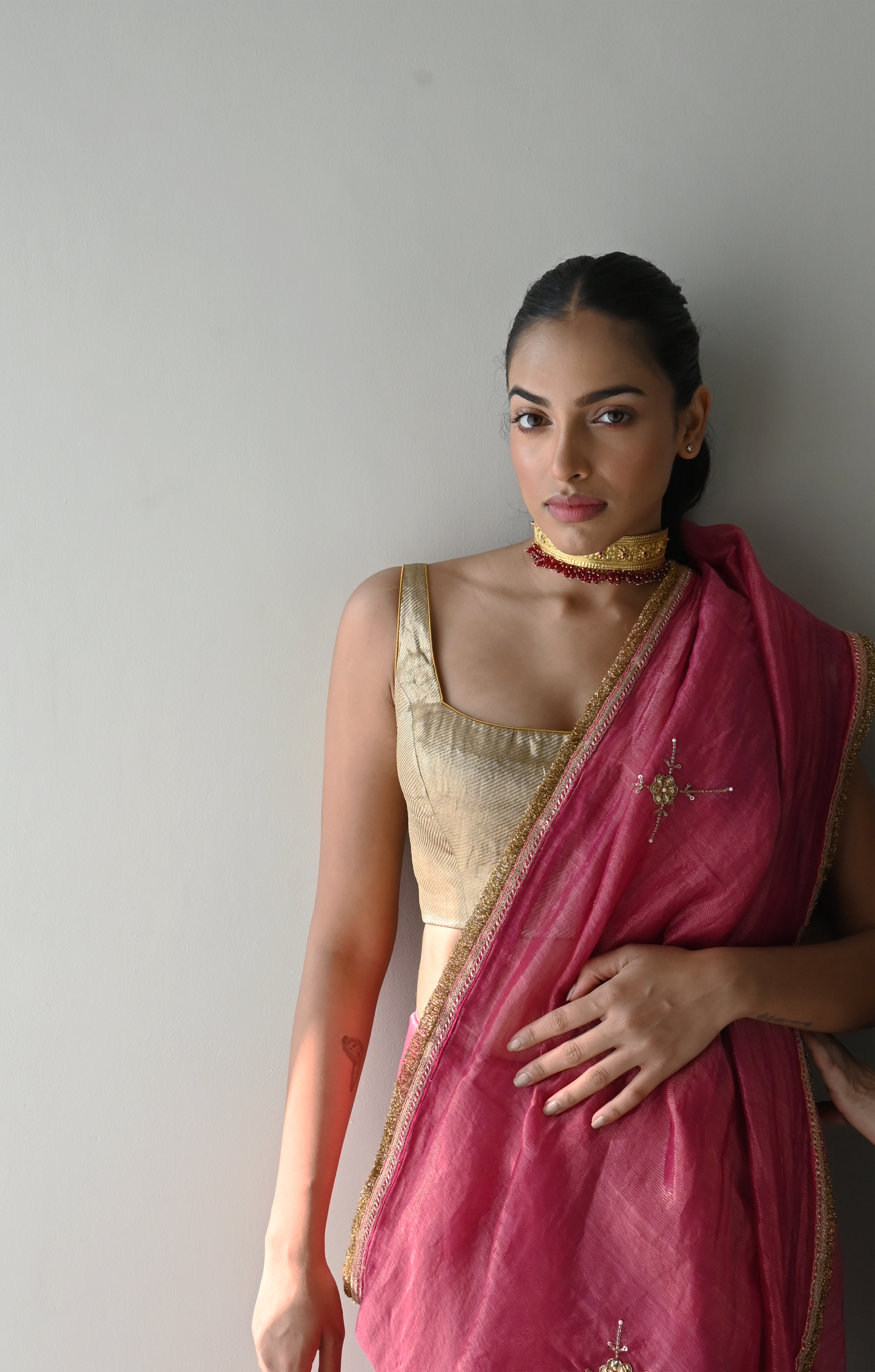 Sati Saree in Hot Pink Pin Stripes