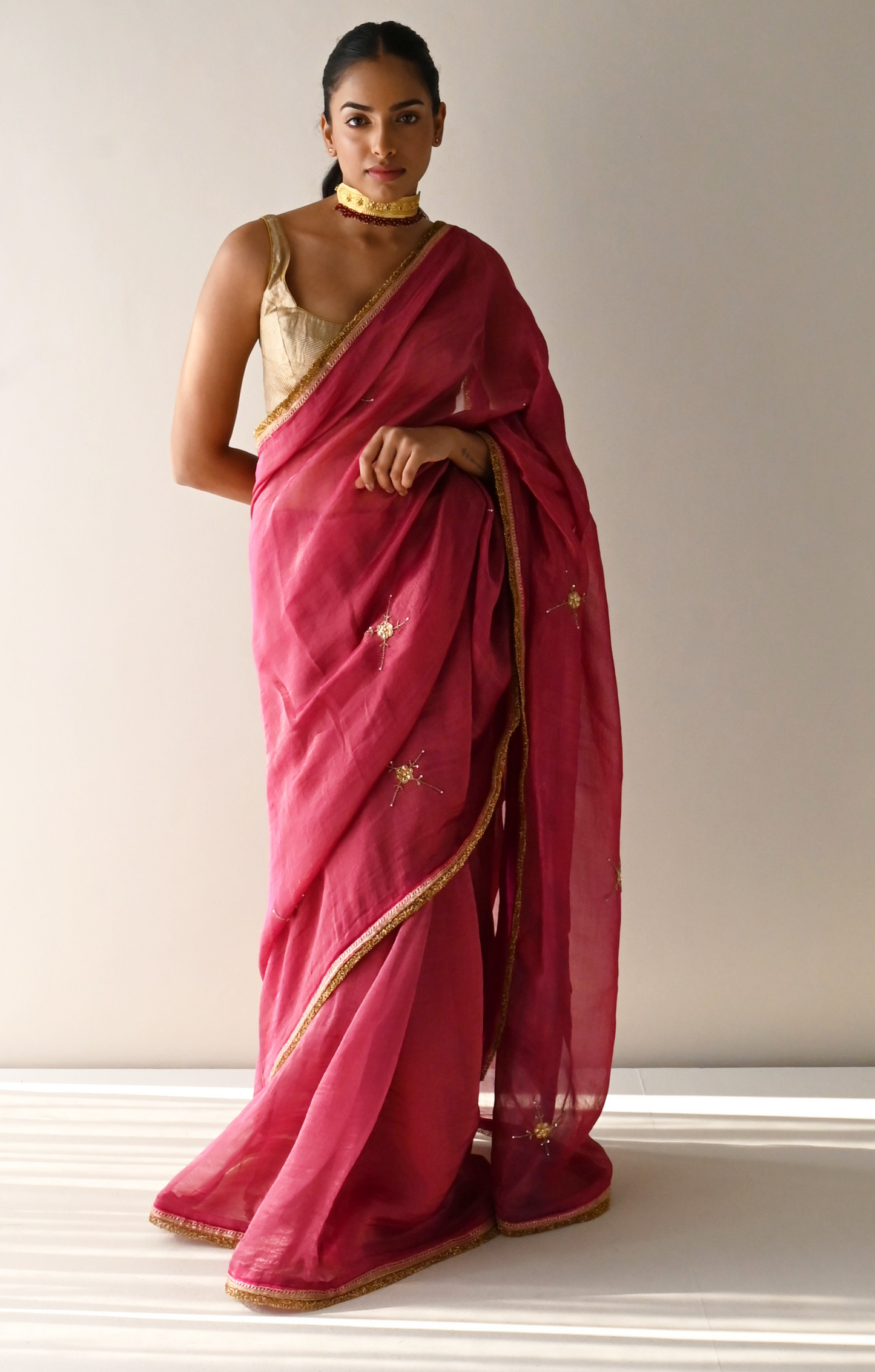 Sati Saree in Hot Pink Pin Stripes