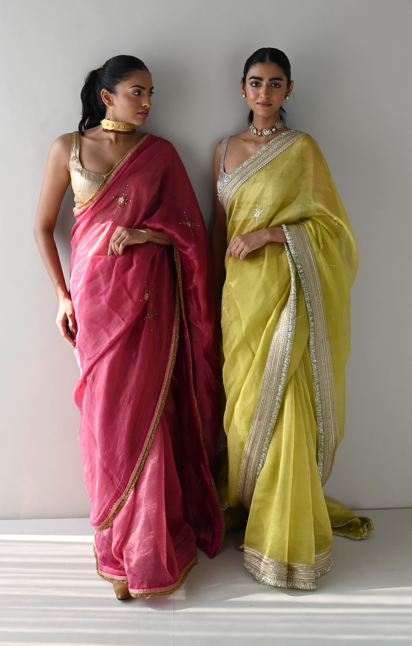 Sati Saree in Hot Pink Pin Stripes