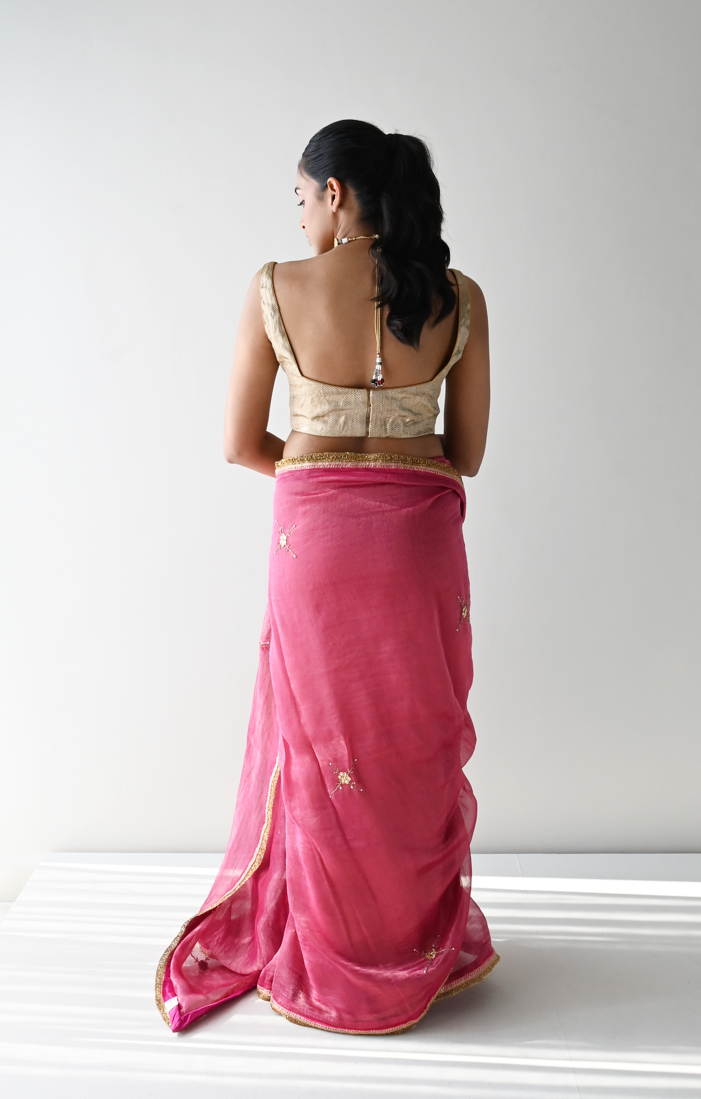 Sati Saree in Hot Pink Pin Stripes