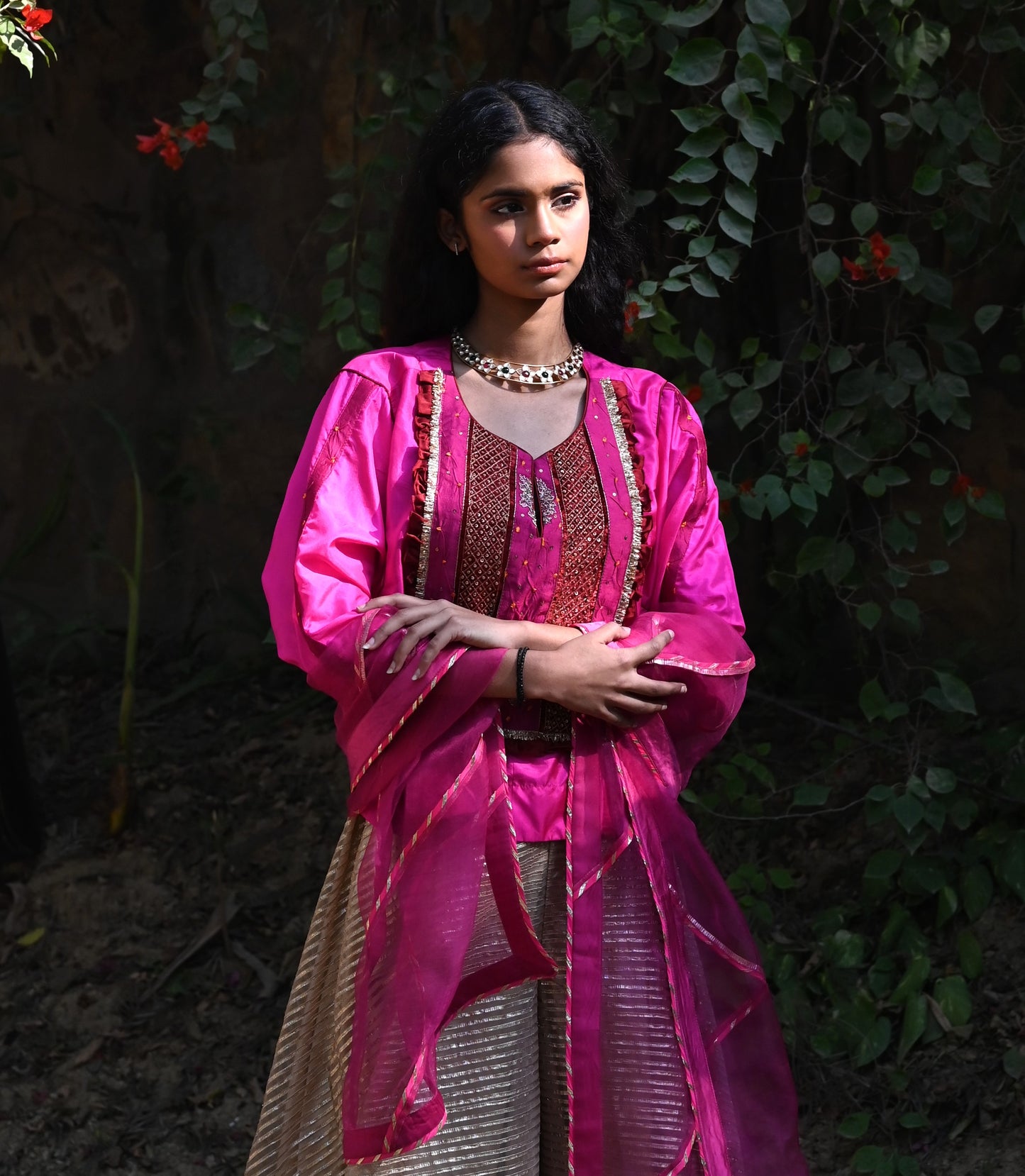 Mumtaz Top in Pink with Beige CC Garara