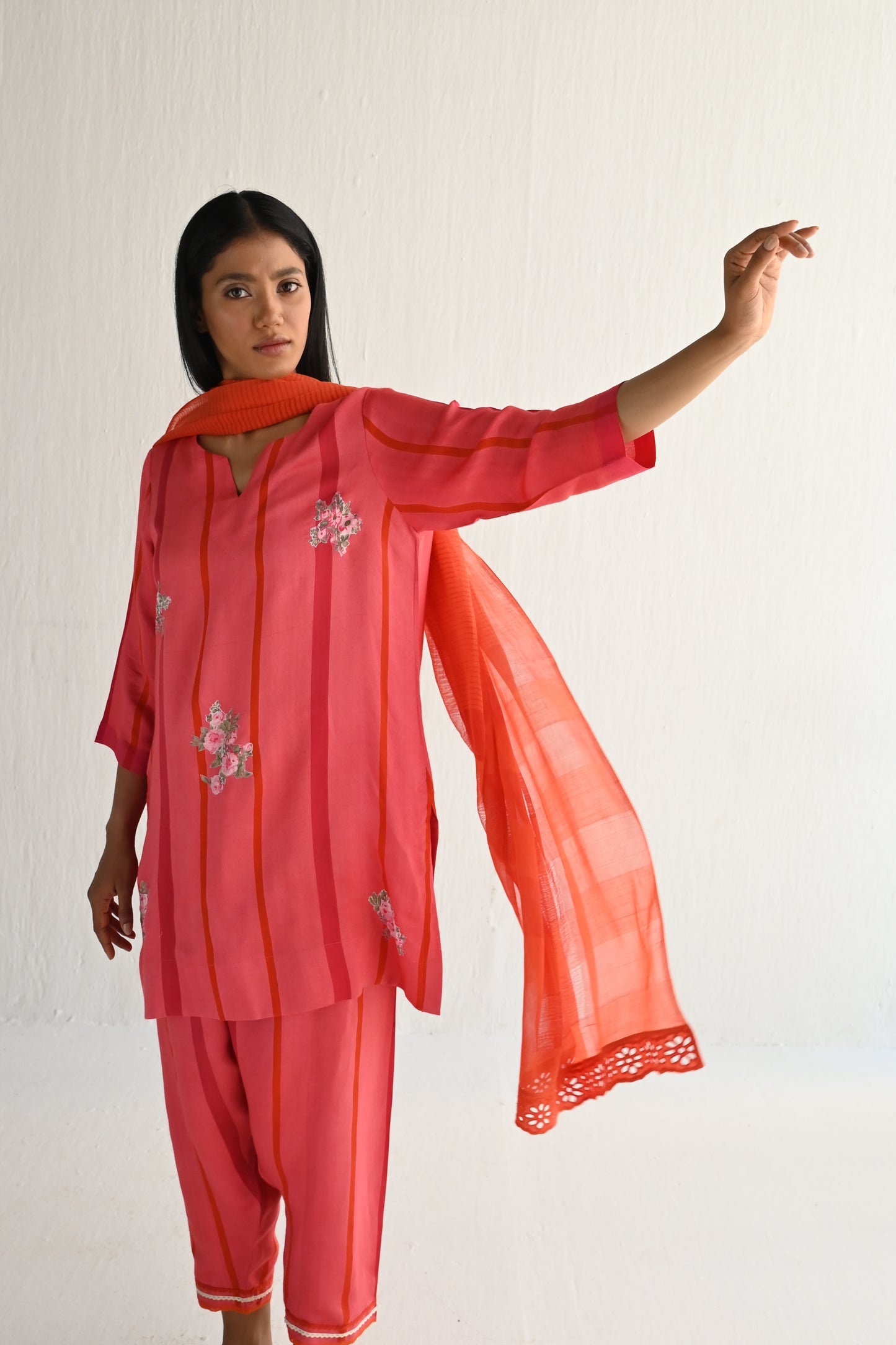 Stole in Orange Muslin cotton