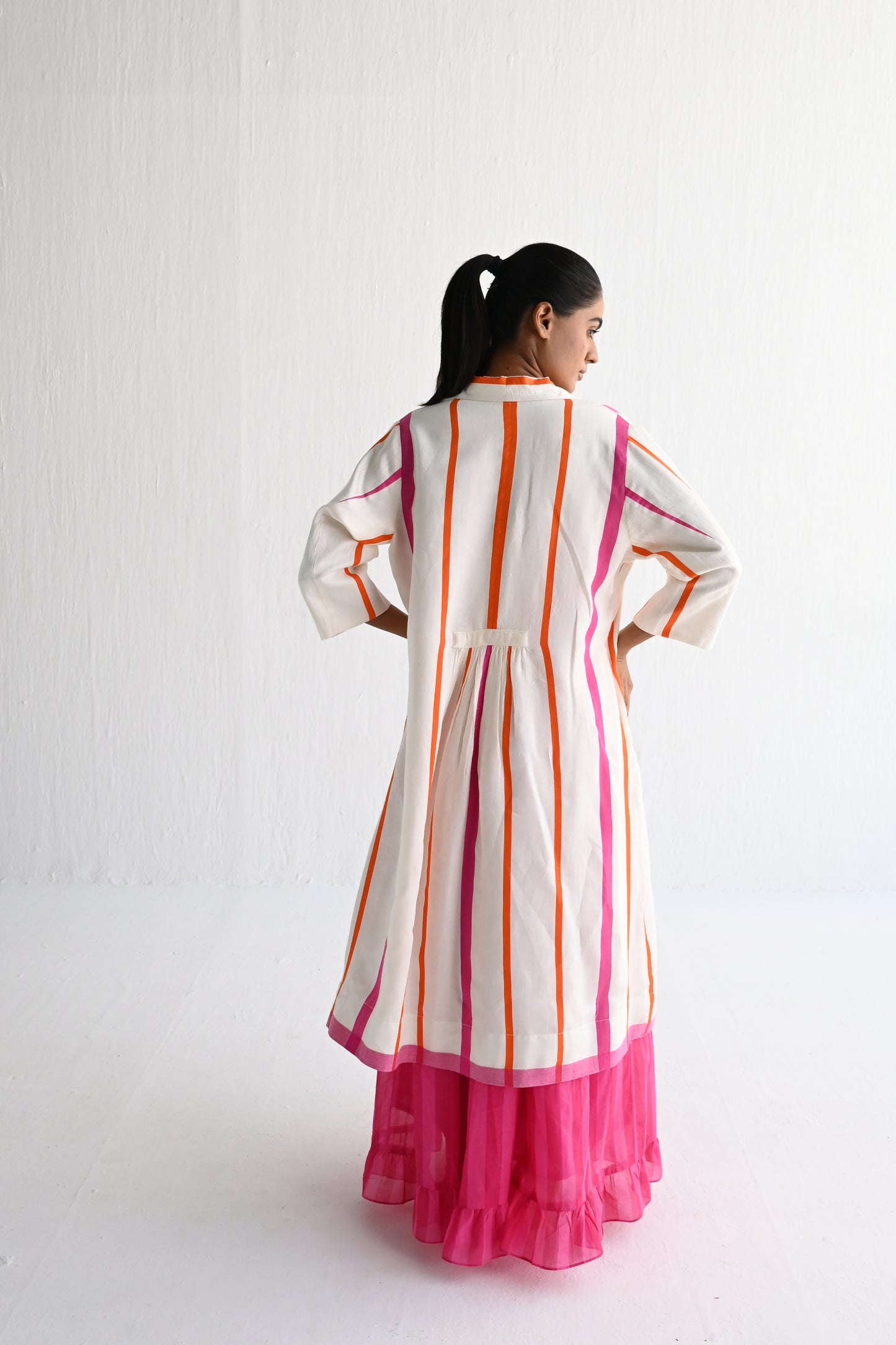 Sally Jacket in Hot Pink & Orange Silk Stripes