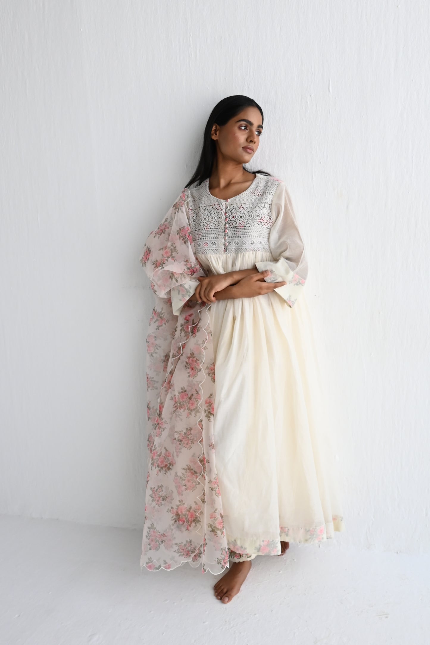 Umrao Anarkali in Ivory with Farsi