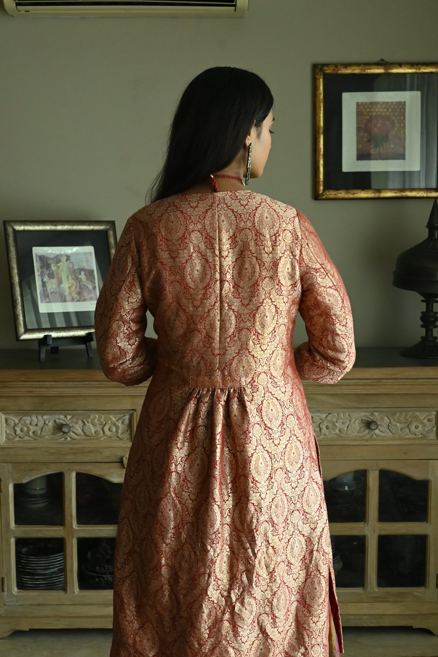 Judy Jacket in Red Brocade