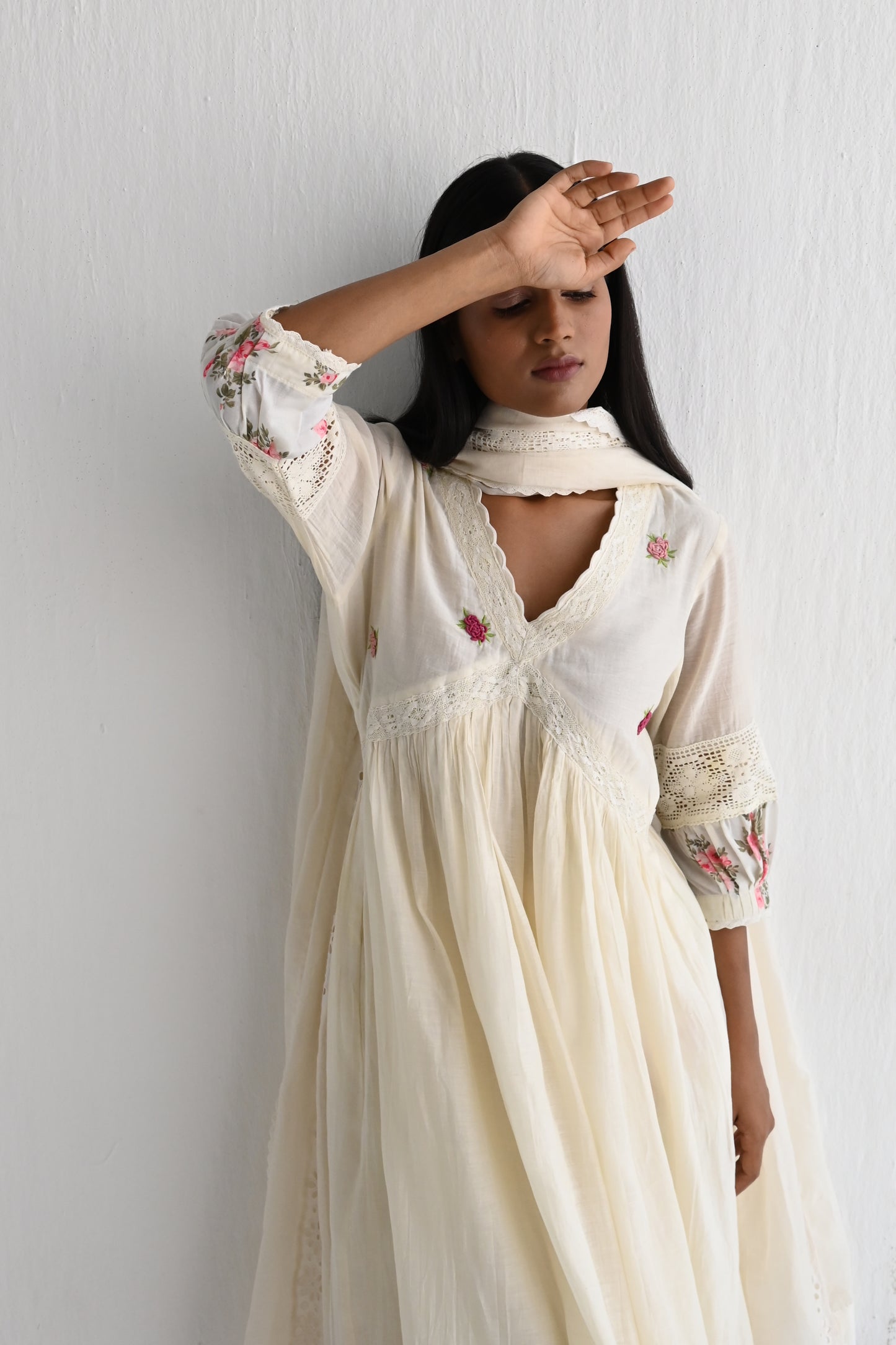 Empireline Kurta in Ivory with Pant