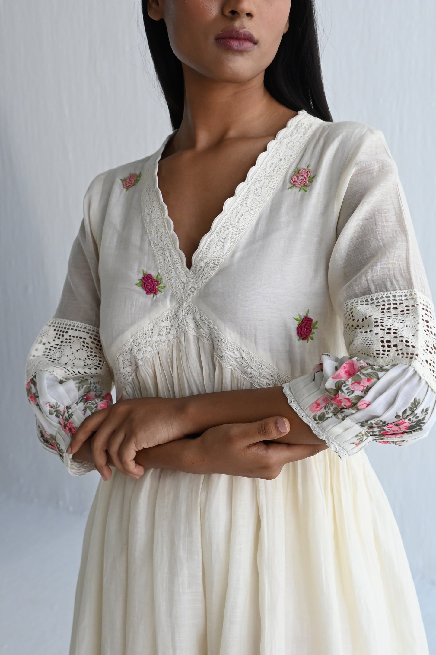 Empireline Kurta in Ivory with Pant