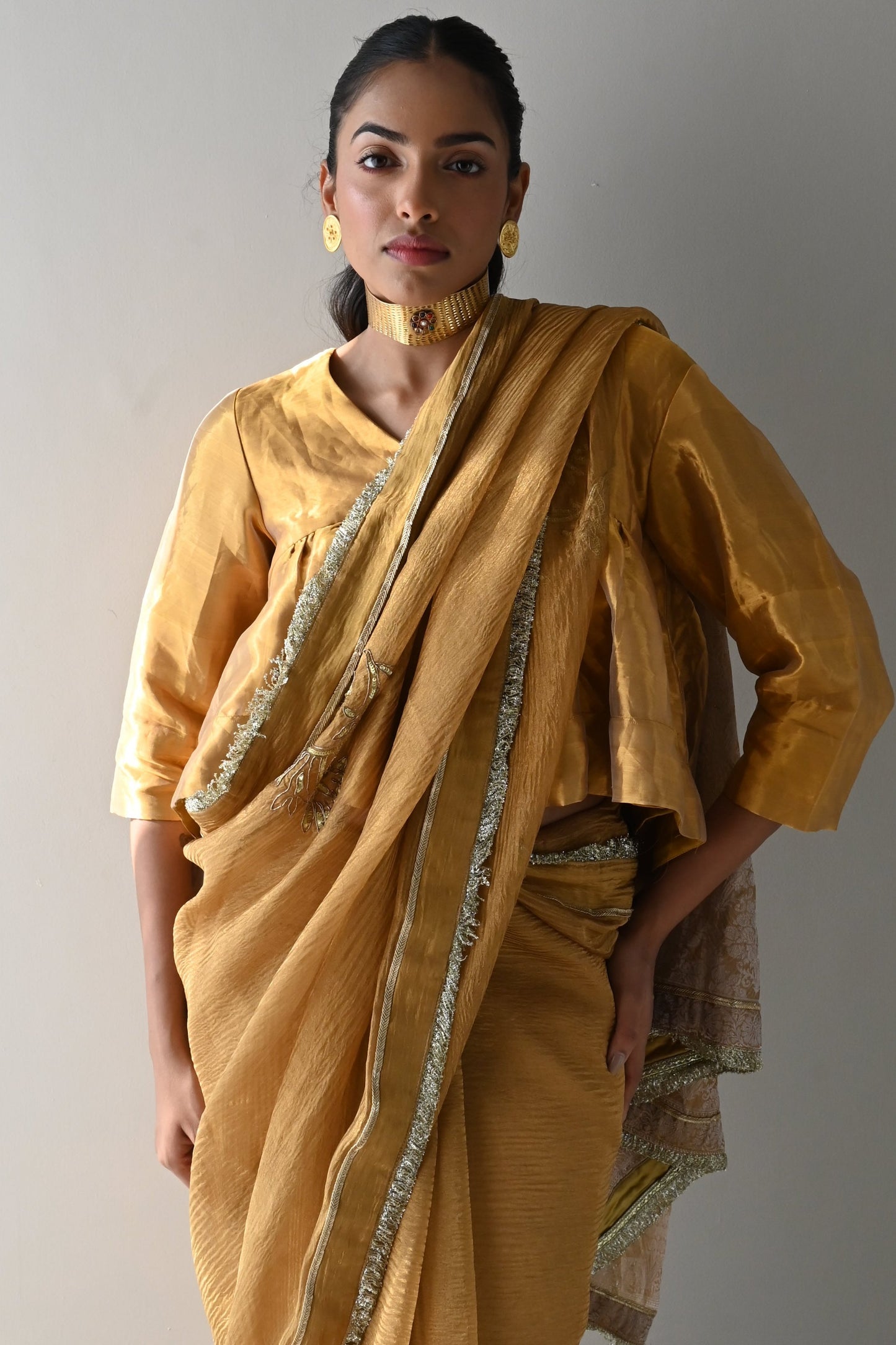 Empireline Blouse in Gold Tissue