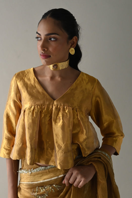 Empireline Blouse in Gold Tissue