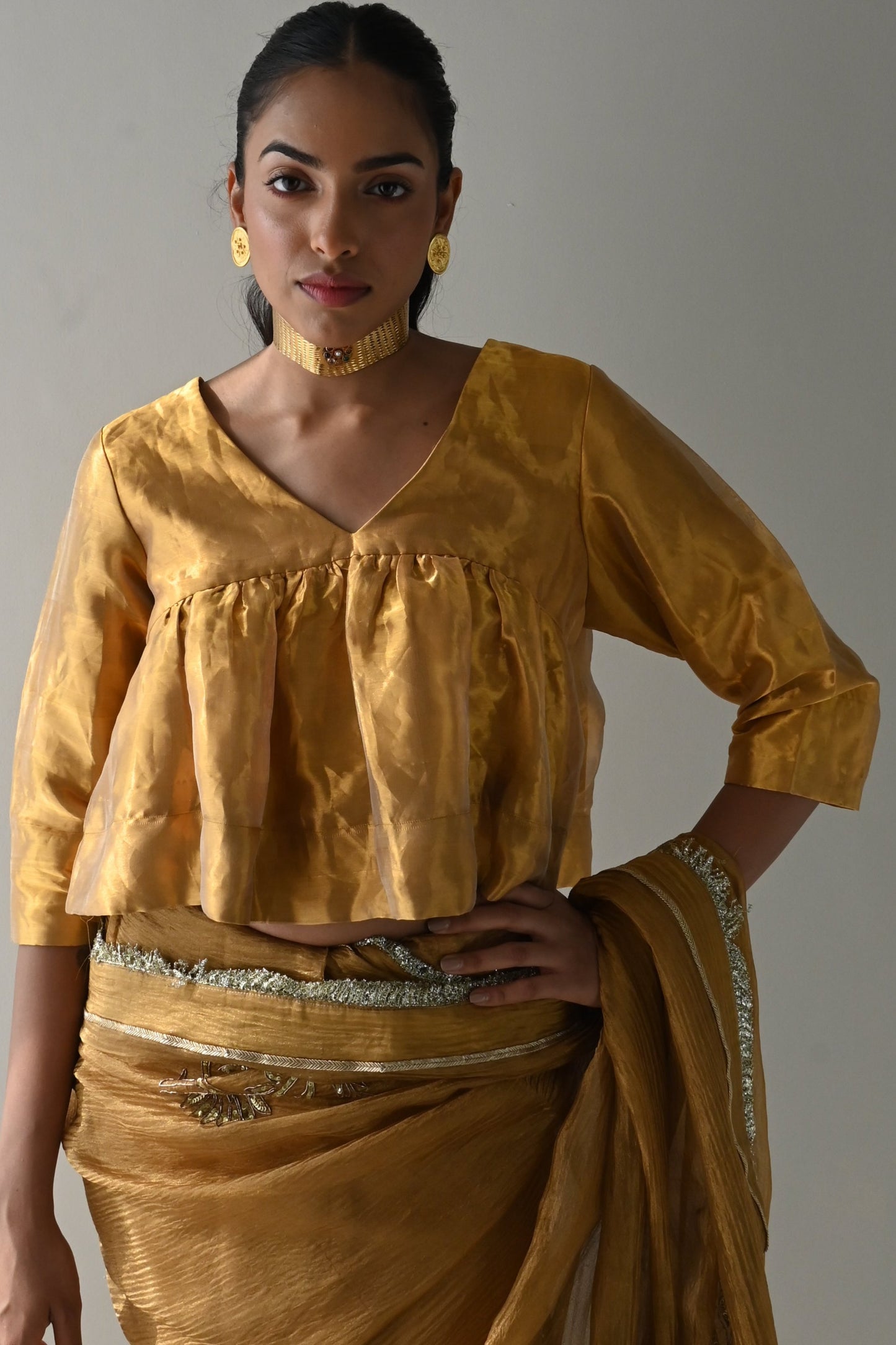 Empireline Blouse in Gold Tissue