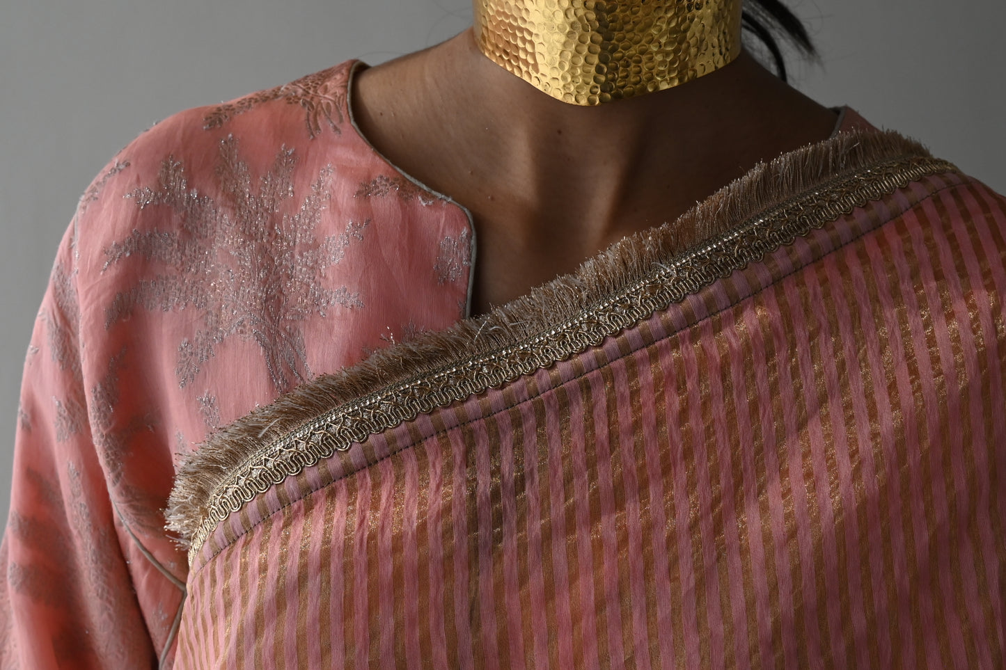 Mogra Jhabla Blouse in Rose Pink Brocade