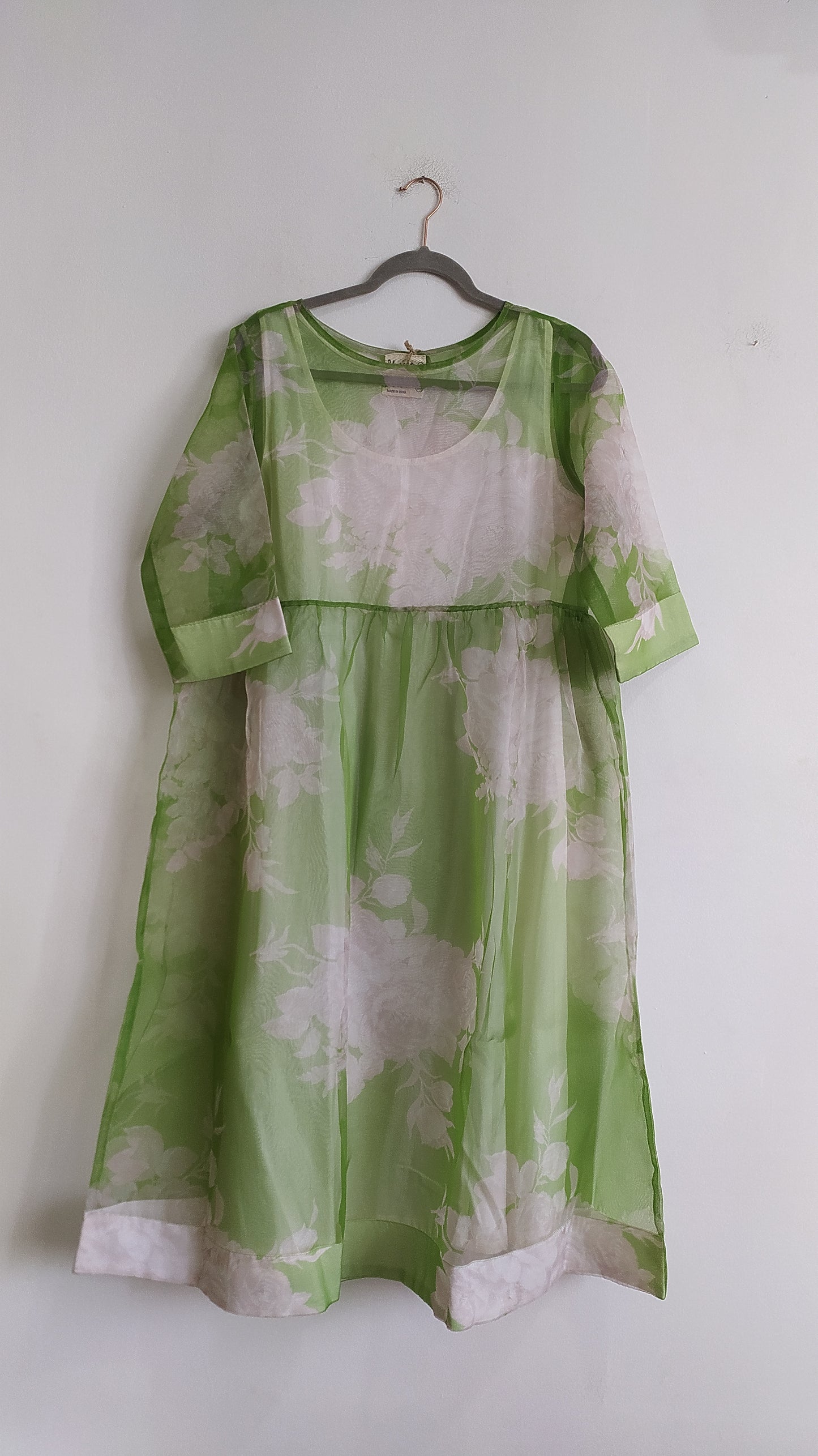 Anna Dress in Green Printed Organza