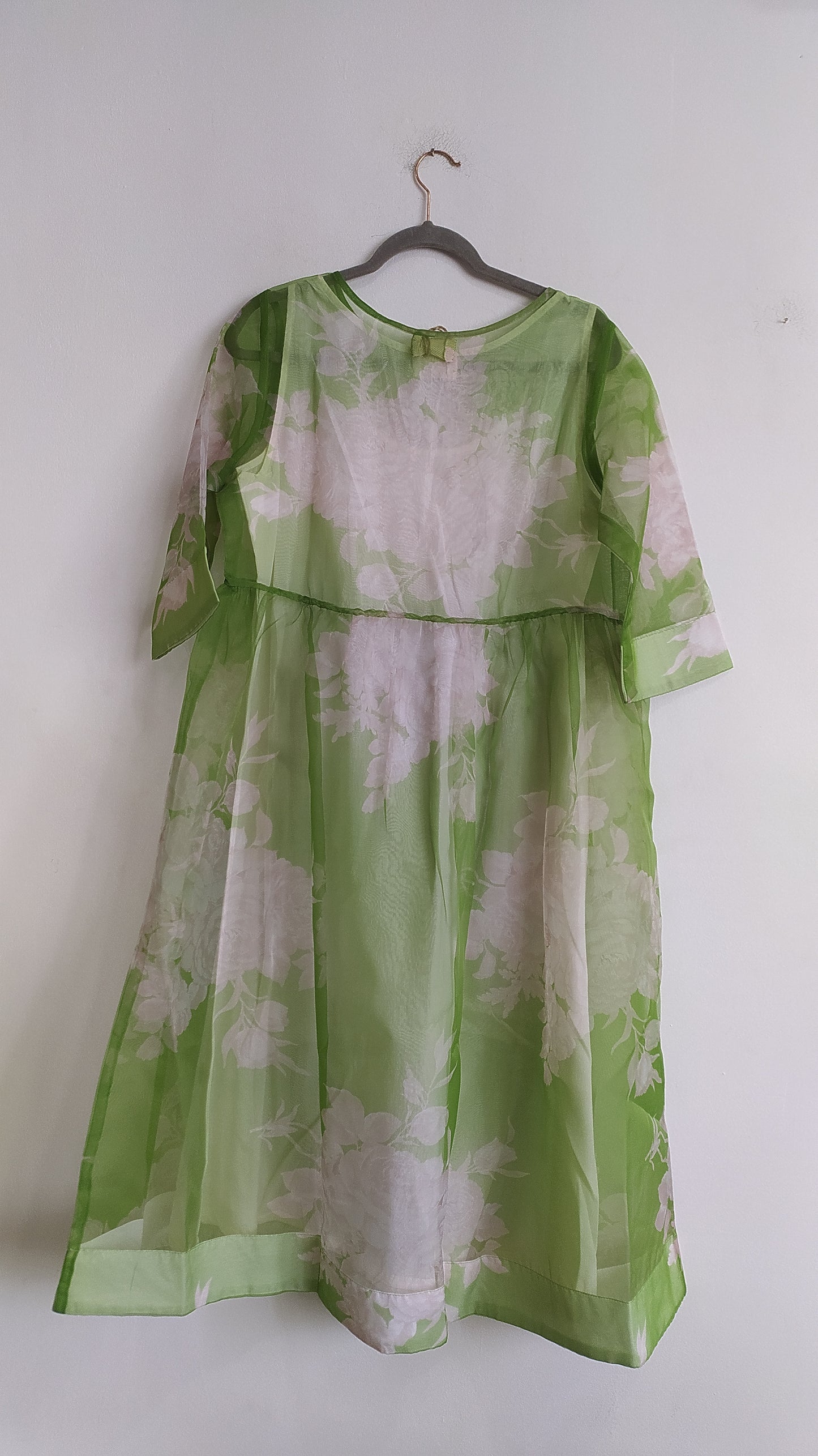 Anna Dress in Green Printed Organza