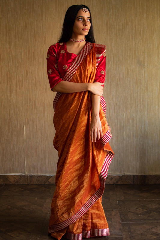 Sari in Orange Tissue