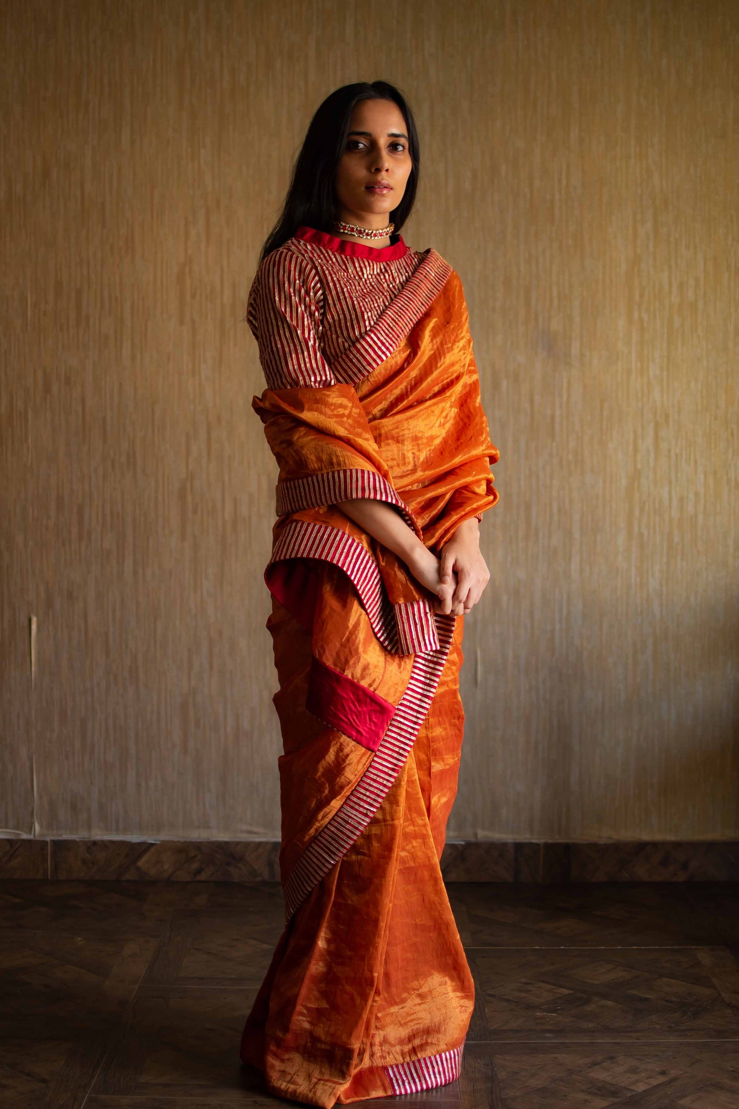 Sari in Orange Tissue