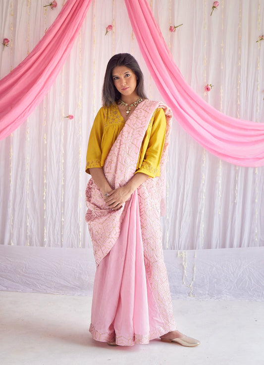 Sari in Baby Pink Octa Gota Chanderi